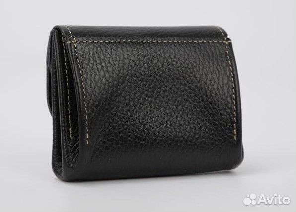 Монетница-кошелёк на кнопке 3отд кожа чёрн. Россия