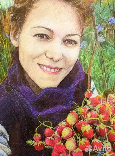 Портрет по фото цветными карандашами