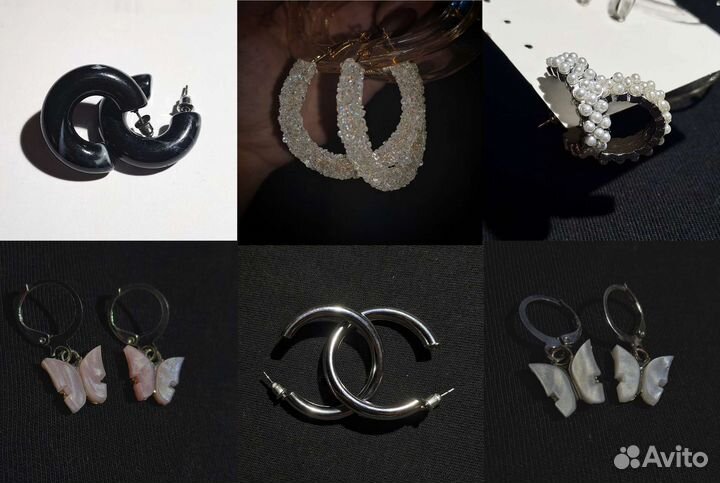 Серьги кольца и бабочки