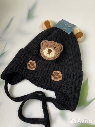 Детская шапка с мишкой и ушками