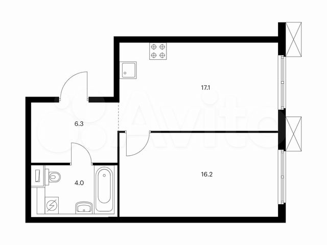 1-к. квартира, 43,6 м², 16/33 эт.