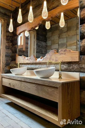 Зеркало из спила натурального дерева