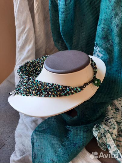 Колье косынка на шею из бисера