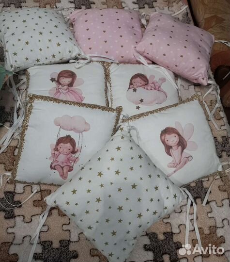 Бортики в кроватку с косой