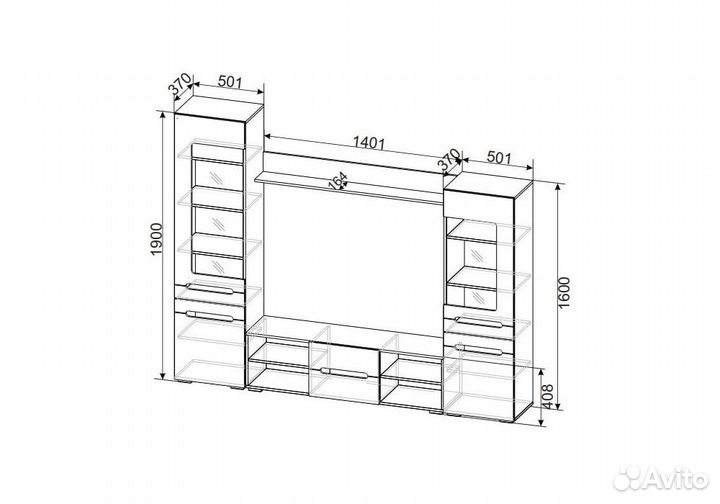 Готовые гостиные Fang венге - белый глянец