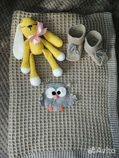 Плед вязанный в коляску