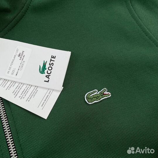 Свитшот lacoste на молнии зеленый