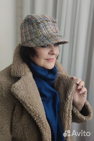 Кепка-шляпка женская утепленная, шанель разноцв