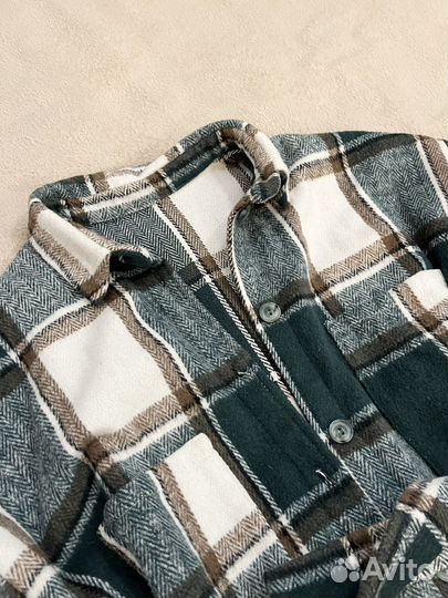 Рубашка теплая зеленая женская с поясом