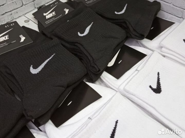 Белые чёрные носки Nike хлопок