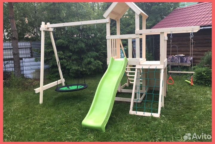 Детская деревянная игровая площадка без окраса
