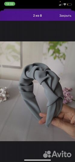 Ободок для волос бледно -голубой