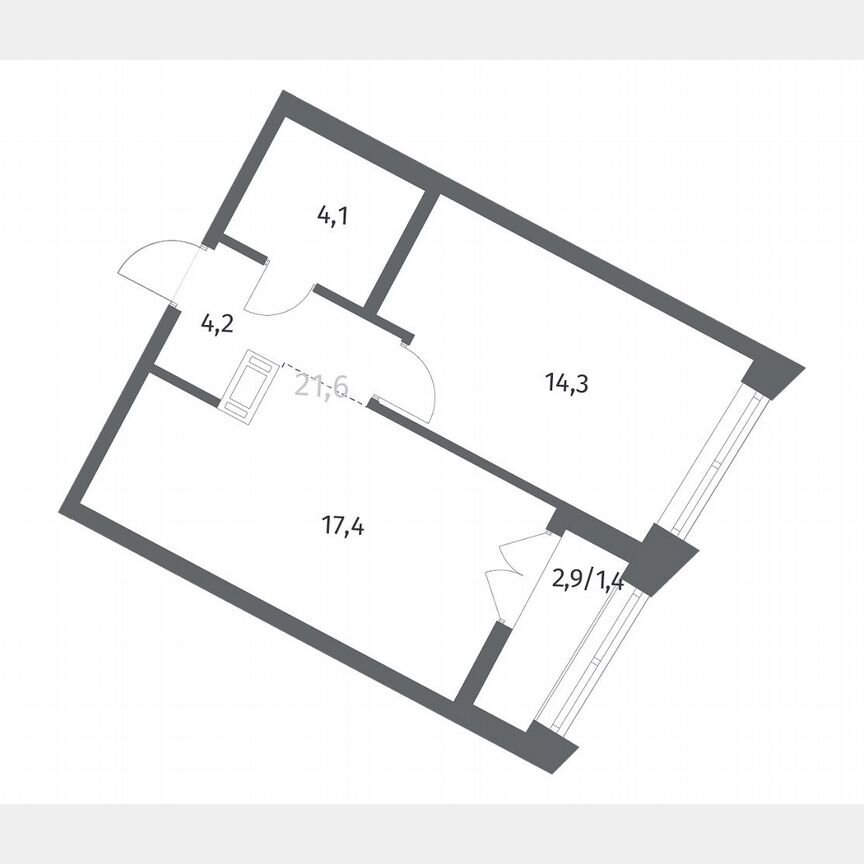 1-к. квартира, 41,5 м², 5/12 эт.
