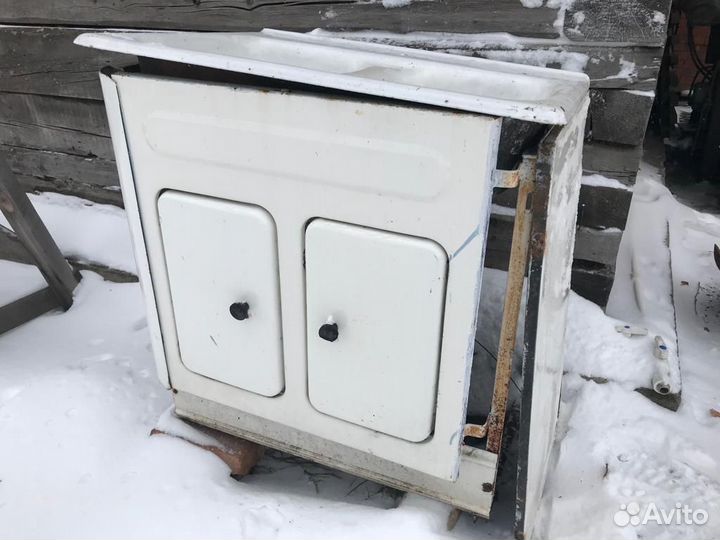 Мойка чугунная,двойная с тумбой