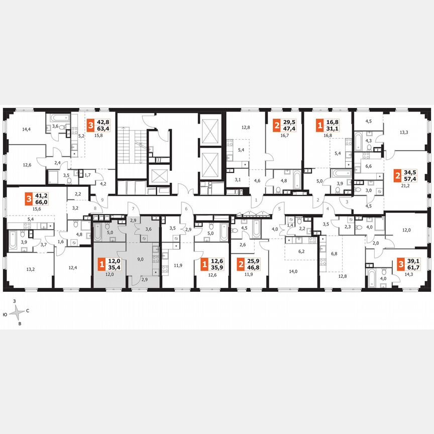 1-к. квартира, 35,4 м², 2/27 эт.