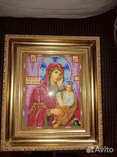 Картина- икона вышитая чешским бисером