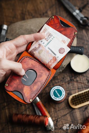 Зажим для купюр из натуральной кожи