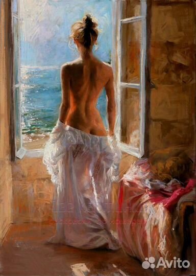 Картина по номерам 40x50 Обнаженная девушка у окна