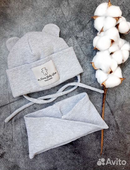 Коплект шапка/снуд 0-6 месяцев