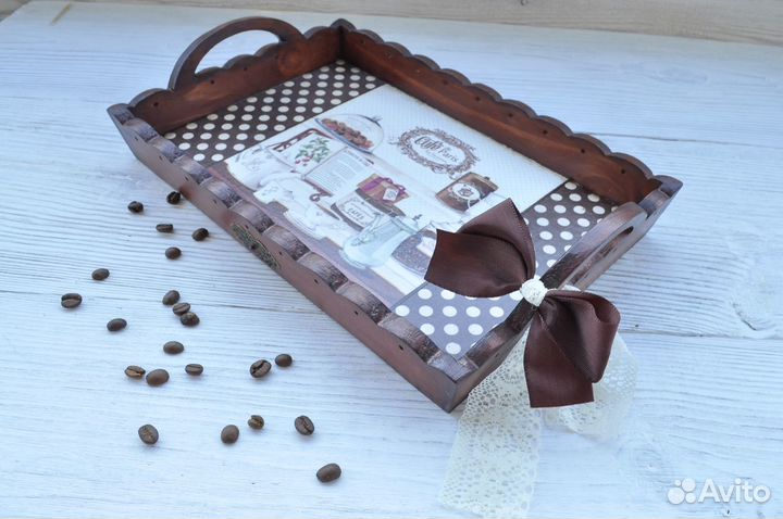 Поднос деревянный ручная работа декупаж