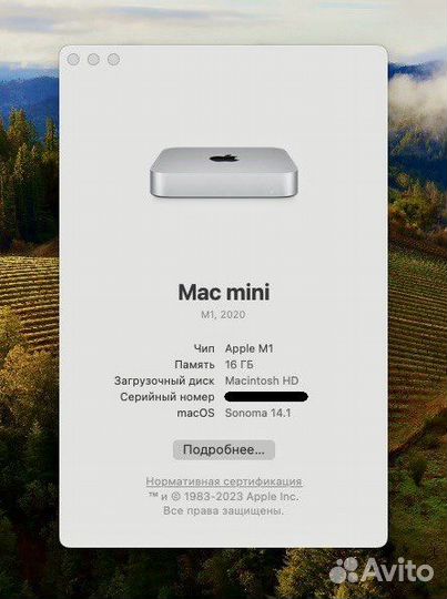 Mac mini M1 16GB/512GB, наработка 1945 часов