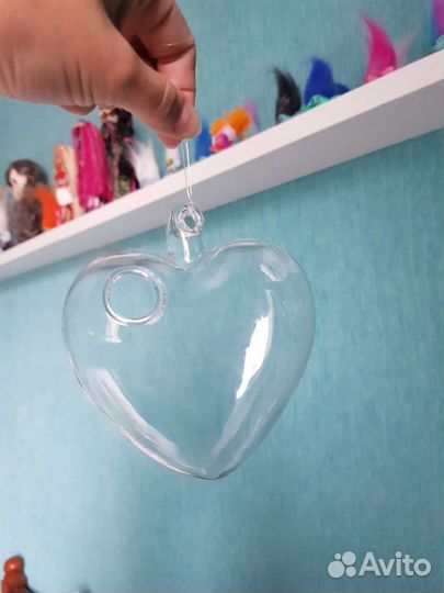 Подвес из стекла для декора в виде сердца