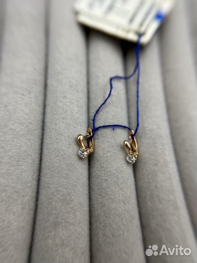 Золотые серьги новые с биркой