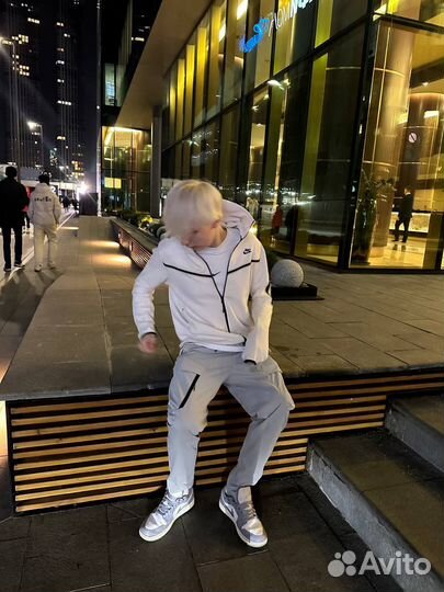 Штаны nike tech fleece серые