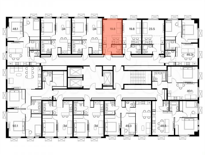 Квартира-студия, 19,8 м², 25/25 эт.