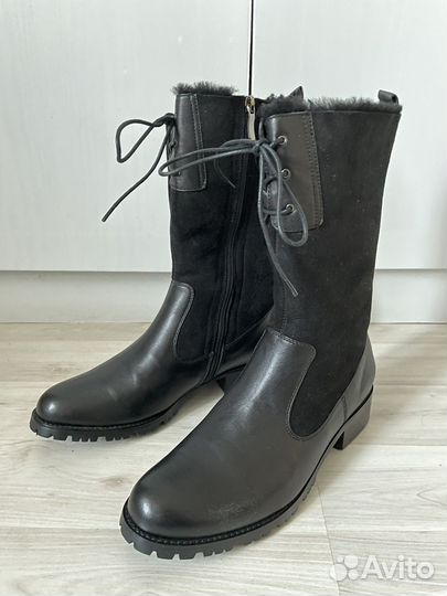 Зимние кожаные полусапоги