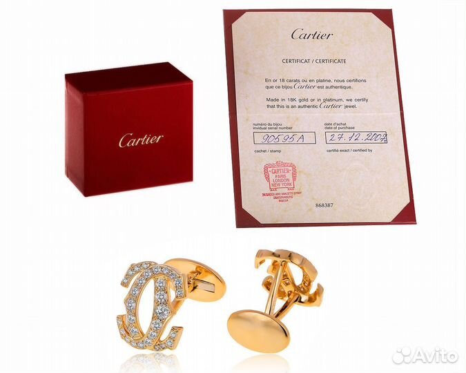 Золотые запонки с бриллиантами 2.25ct Cartier
