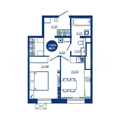 1-к. квартира, 38,7 м², 13/17 эт.