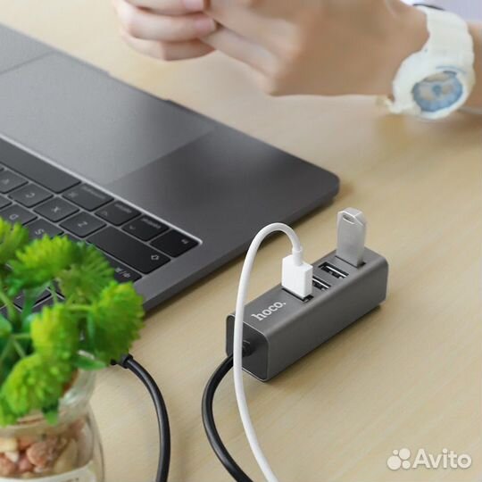 USB хаб hoco HB1 на 4 порта длина шнура 80см