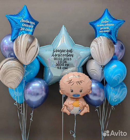 Геливые шары,Воздушные шары на выписку из роддома