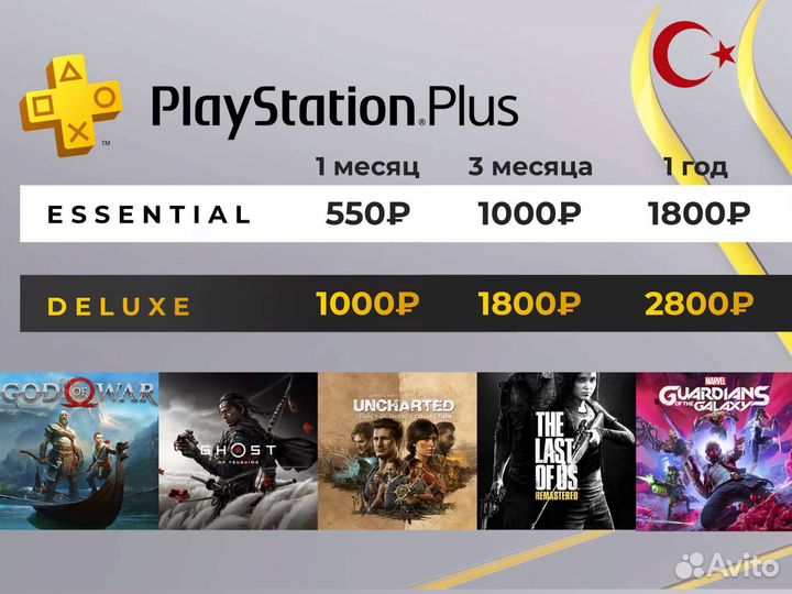 PS Plus Essential/Deluxe на год 540 игр