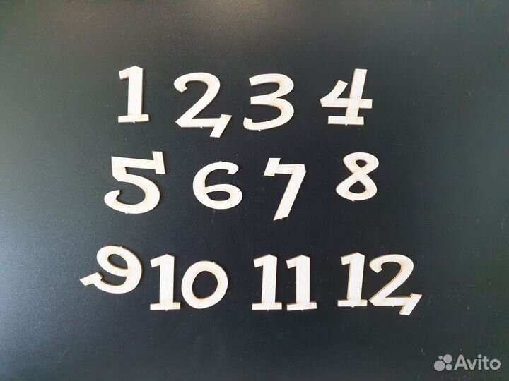 Набор деревянных цифр от 1 до 12 для рукоделия