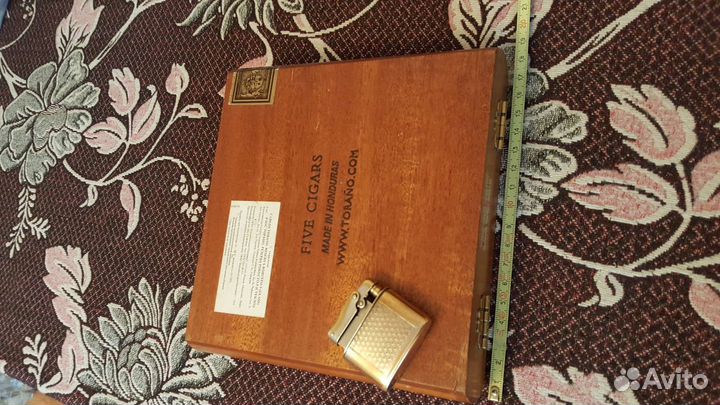 Коробка для сигар,ценное дерево,латунь