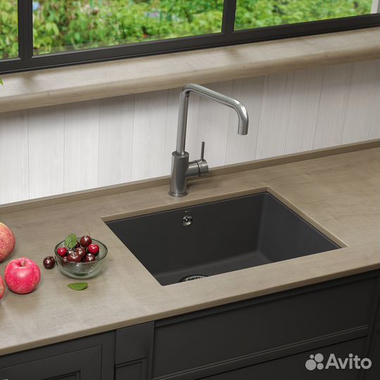 Кухонная мойка Lemark sinara 540-U подстольного монтажа из кварцгранита цвет: Антрацит 9910073