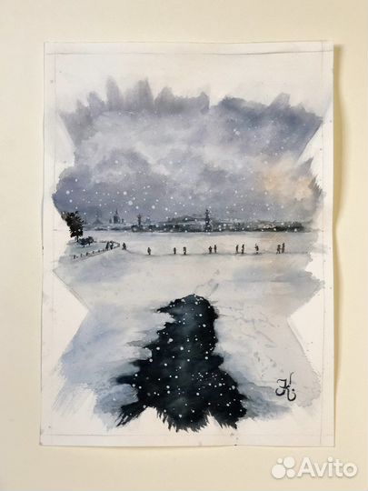 Картины акварелью А3, серия 