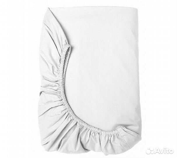 Простынь GoodNight Сатин 160х200х20 Белый на резин