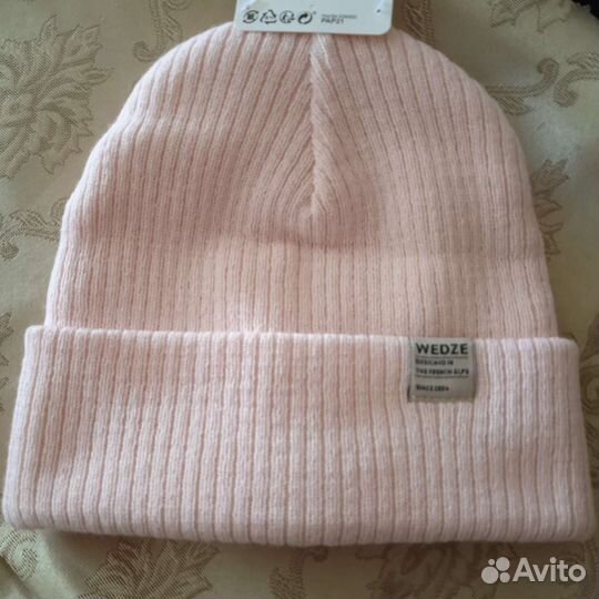 Шапка женская Decathlon, бледнорозовая