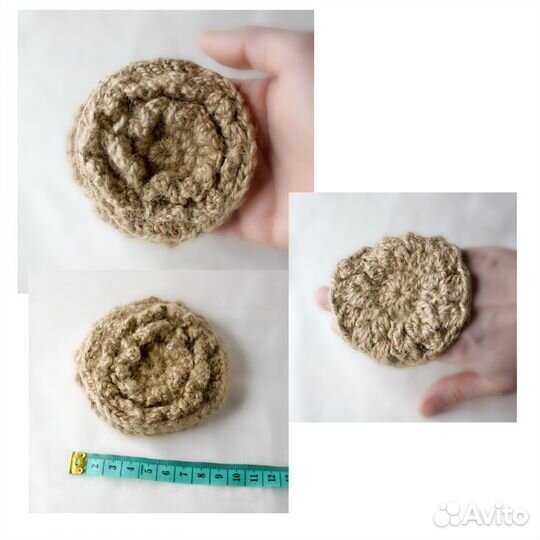 Мочалка из джута, ручной работы. Набор из 3 шт