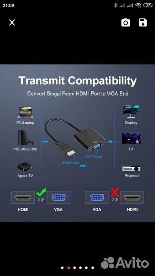 Переходник конвертер hdmi to vga новый