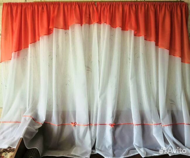 Тюль персиково - оранжевых оттенков