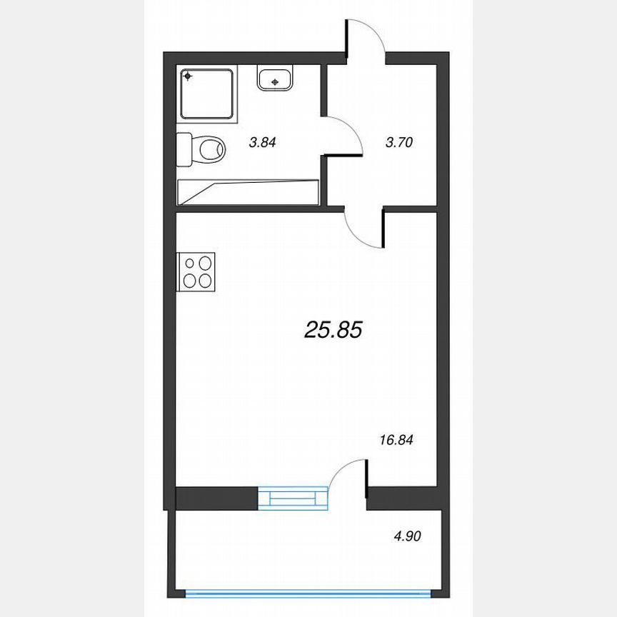 Квартира-студия, 29,3 м², 13/22 эт.