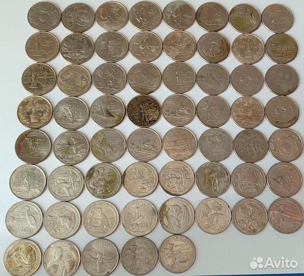 Квотеры США. Юбилейные. Почти номинал. 61шт