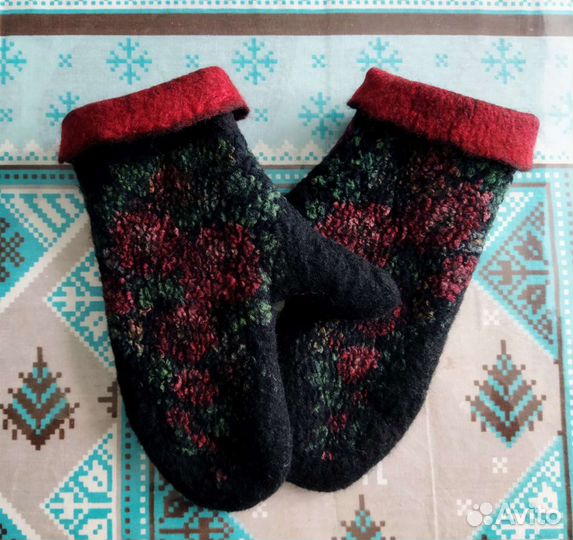 Варежки шерсть валяние
