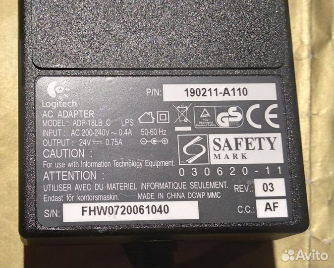 Блок питания для игрового руля Ligitech