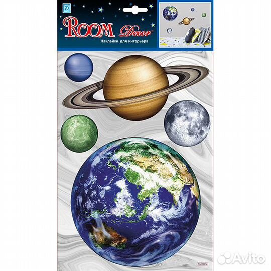 Наклейка roomdecor Планеты голограмма 21х30см, арт