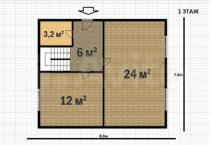 Коттедж 112 м² на участке 7,4 сот.
